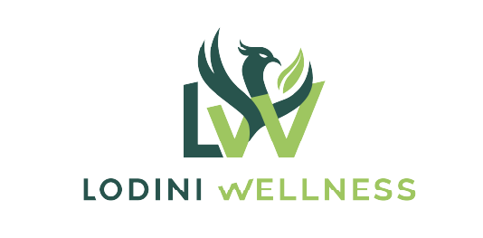 Logo du coach sportif et bien-être Guillaume Lodini pour sa marque, Lodini Wellness. Le logo représente les deux initiales, le L et le W surplombées d'une silhouette de phénix, représentant la résilience du fondateur, atteint de sclérose en plaque et surmontant chaque jour cette maladie grâce au sport et au dépassement de soi.