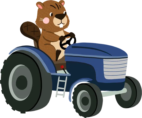 La mascotte de l'événement sur son tracteur