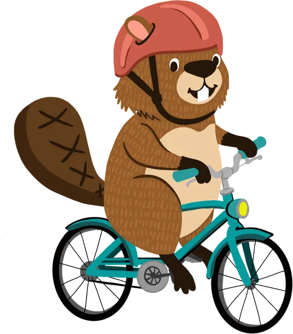 La mascotte de l'événement, un castor casqué à vélo