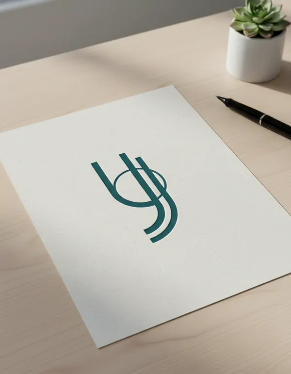Le monogramme YJ, les deux initiales emboîtées
